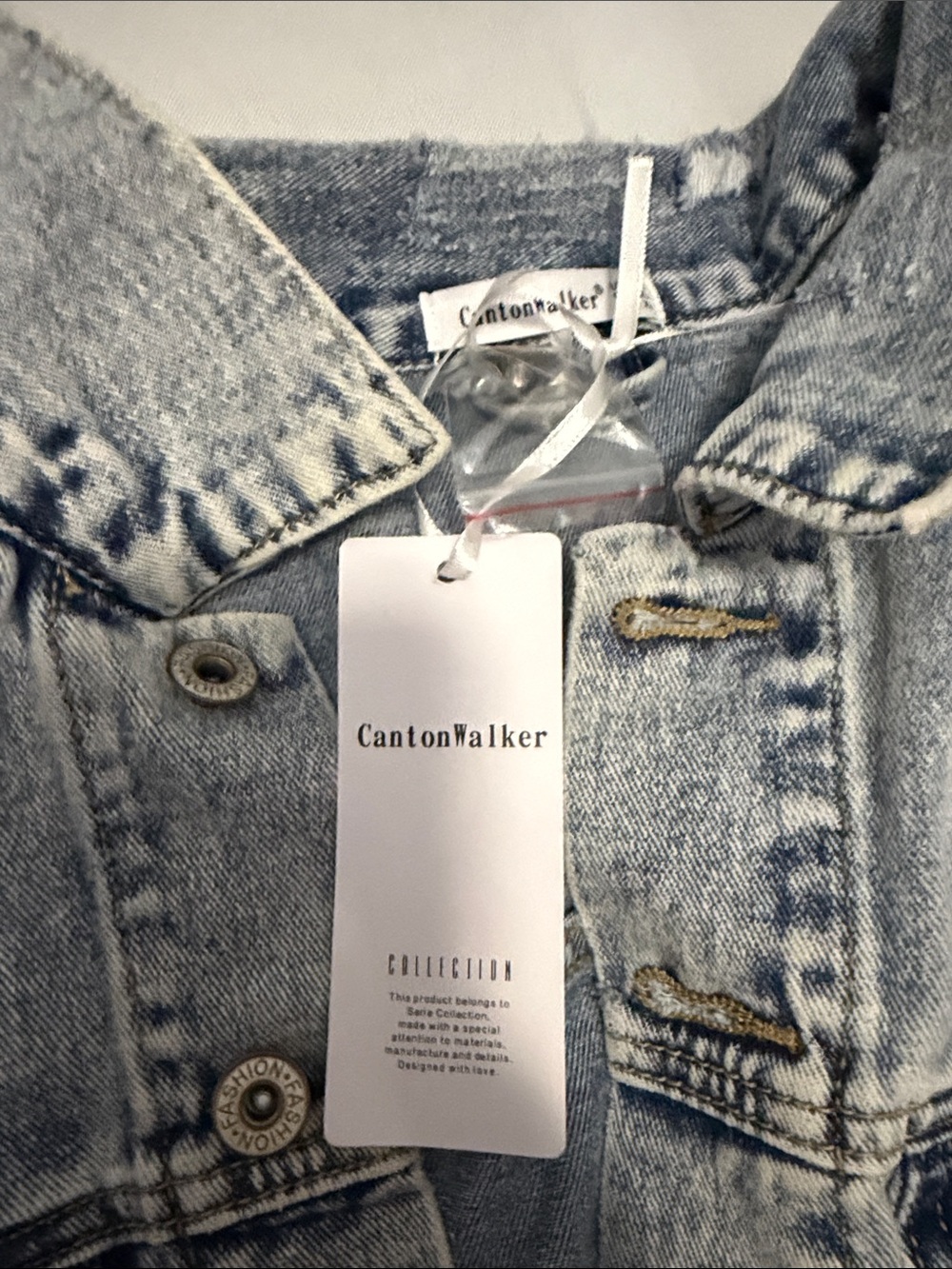 Light Wash Distressed Denim Jacket - Picture 2 of 3